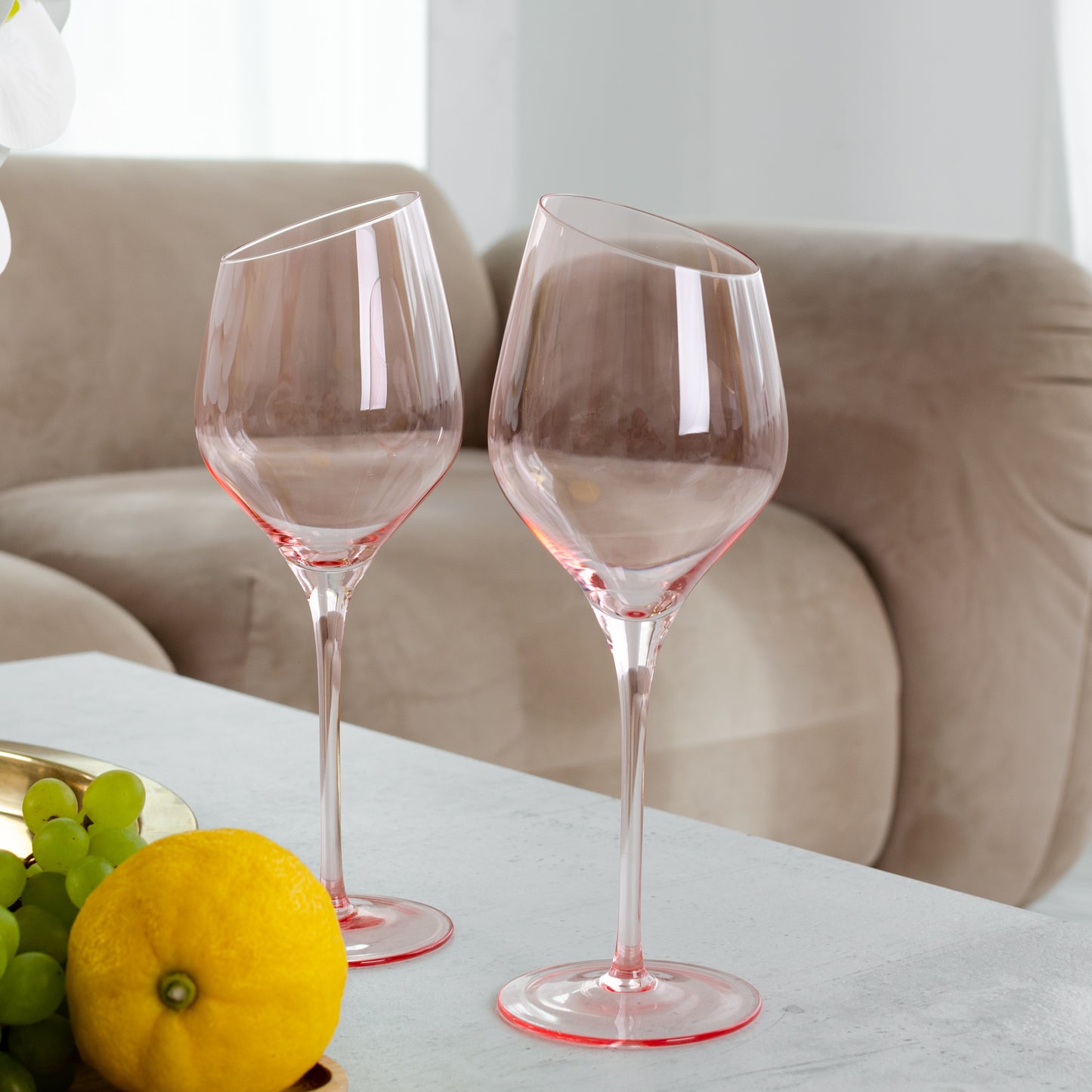 Pink Wine Glasses Set of 2