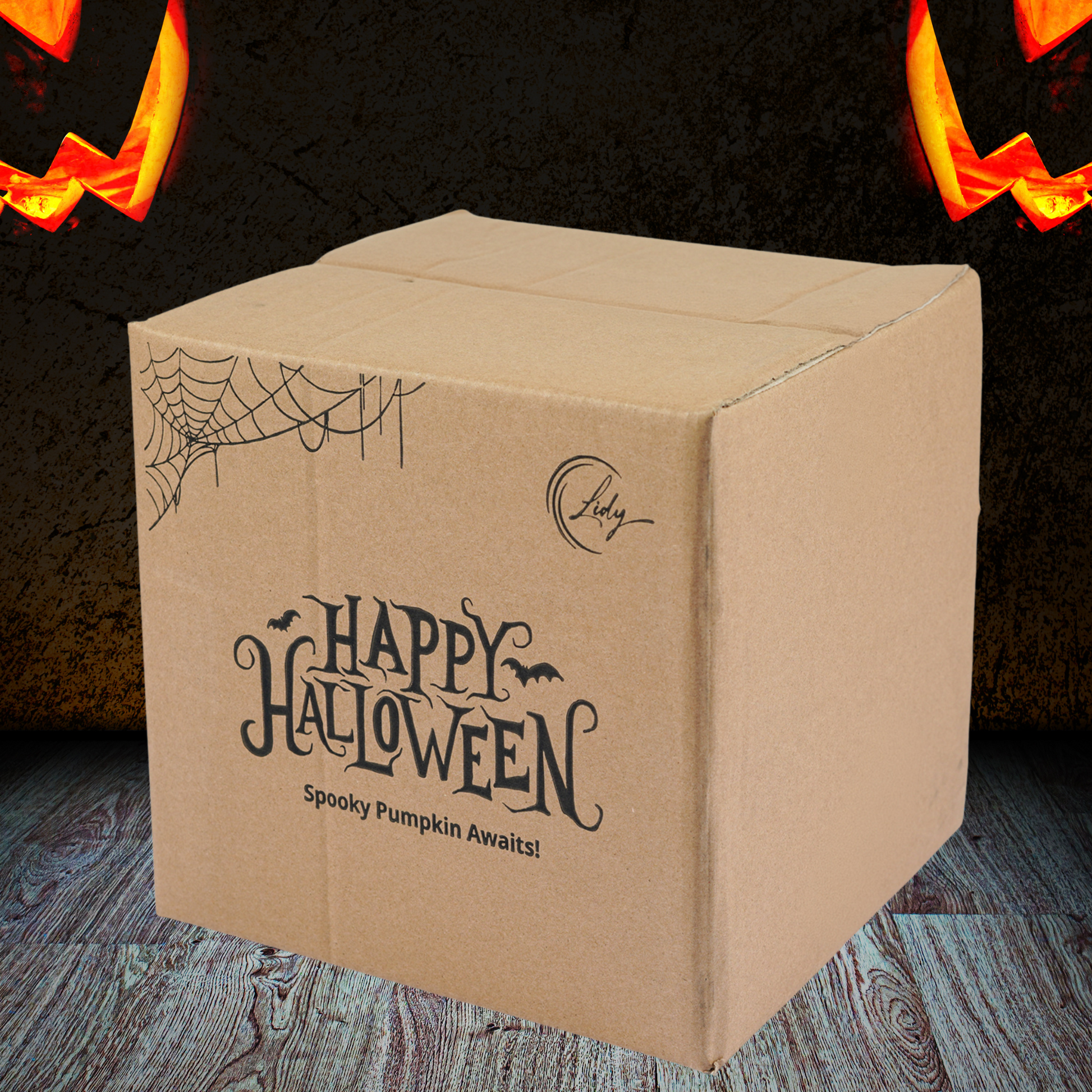 Designer gift box for Halloween pumpkin decor – orange jack o lantern packaging