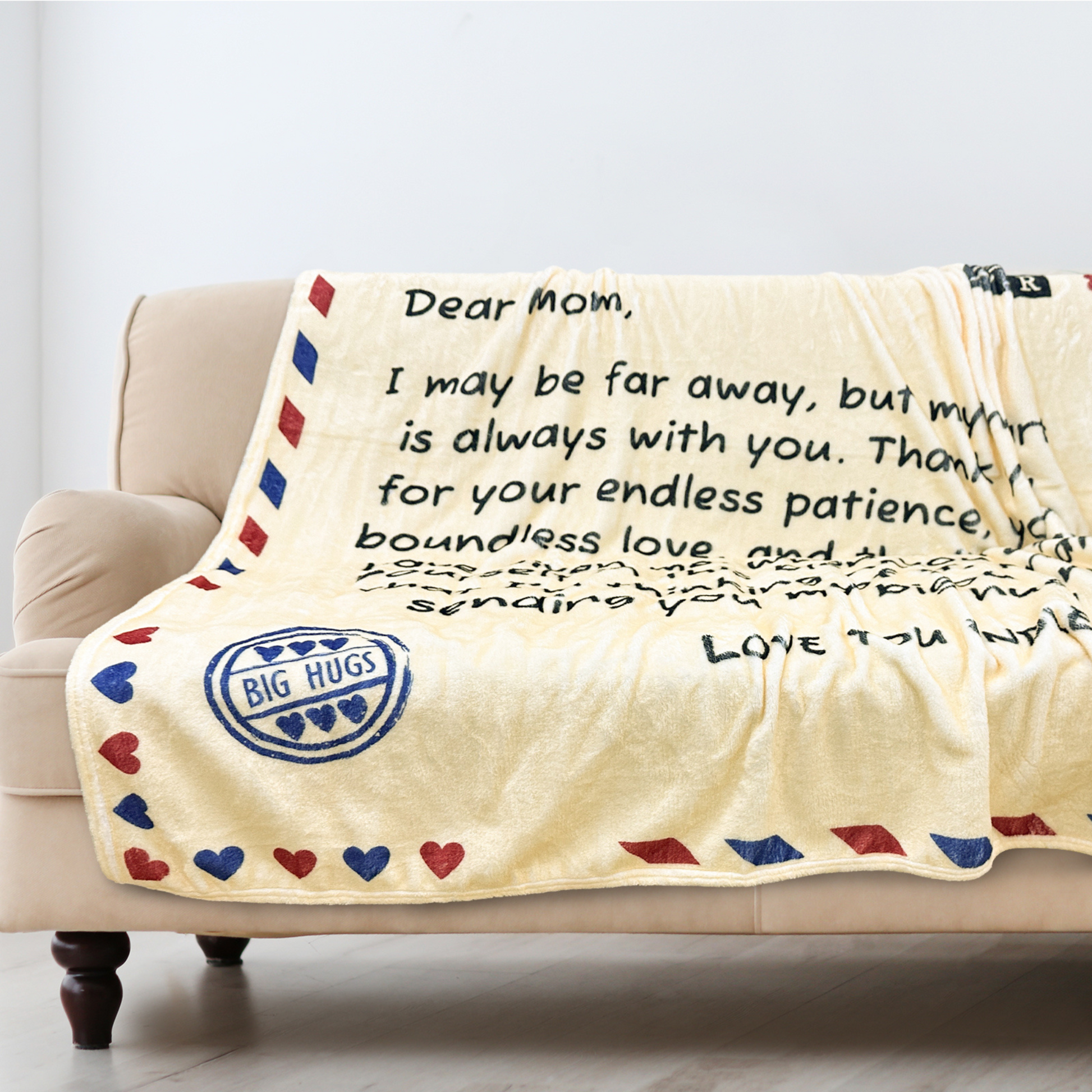 couch throw blanket with love letter for mom