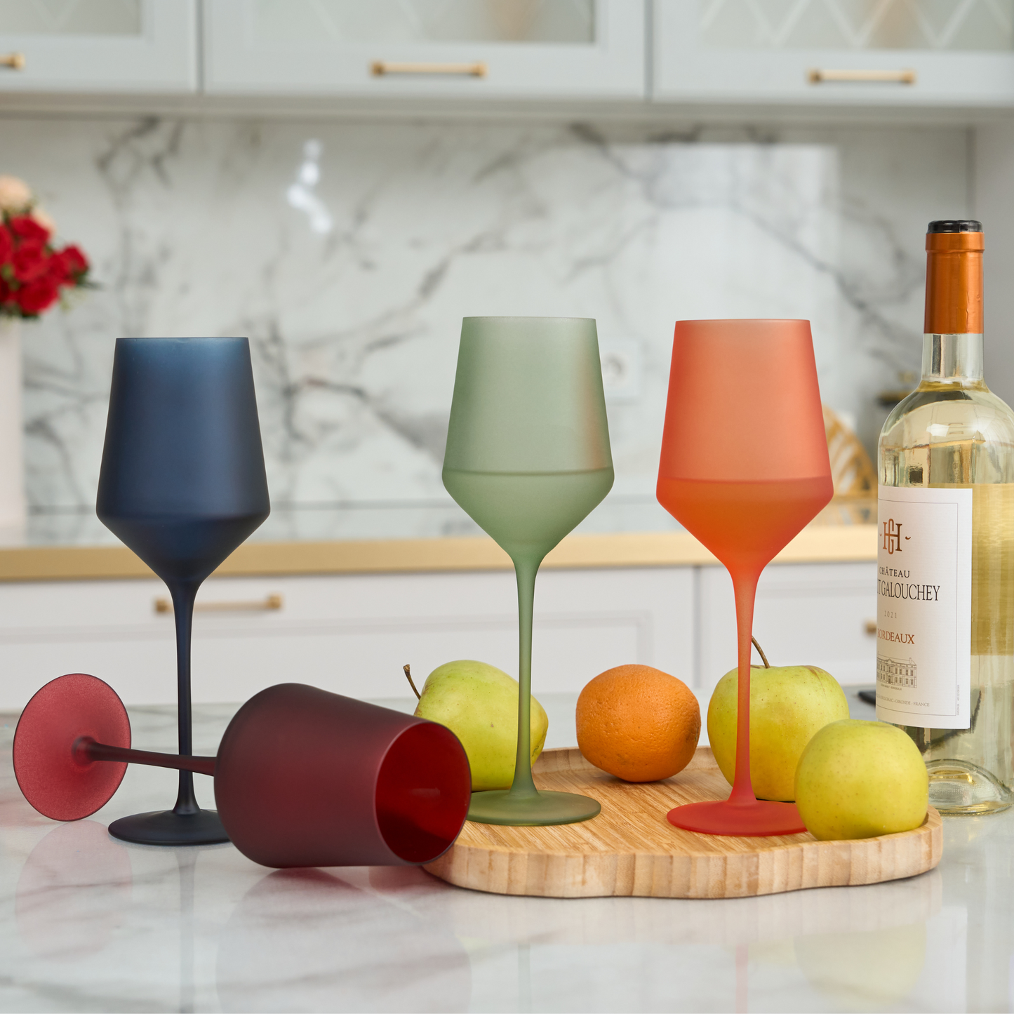 Celebrate life's special moments with these vibrant colorful festive wine glasses, adding a touch of cheerfulness to every occasion