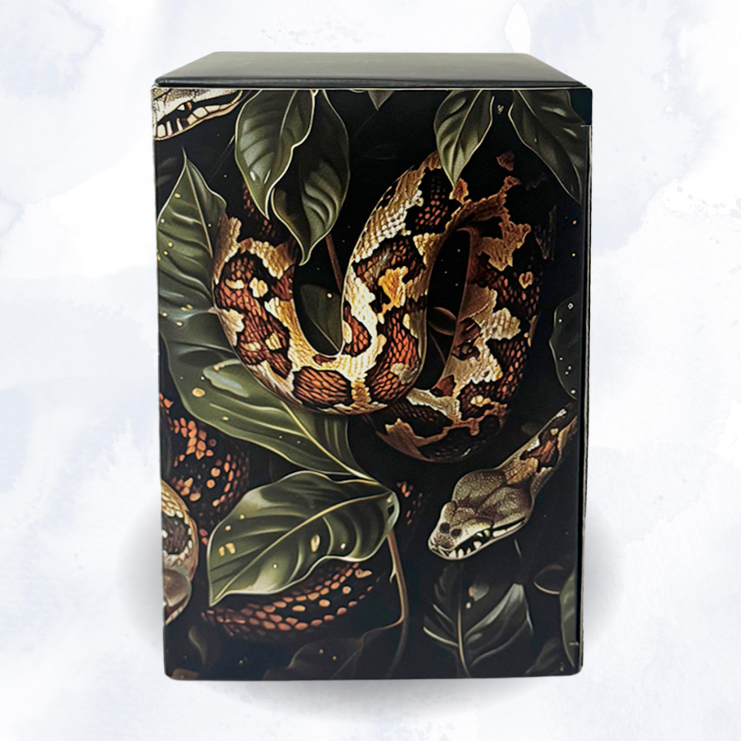 Gift-ready box with black snake candle – goth gifts, useful gifts, halloween presents