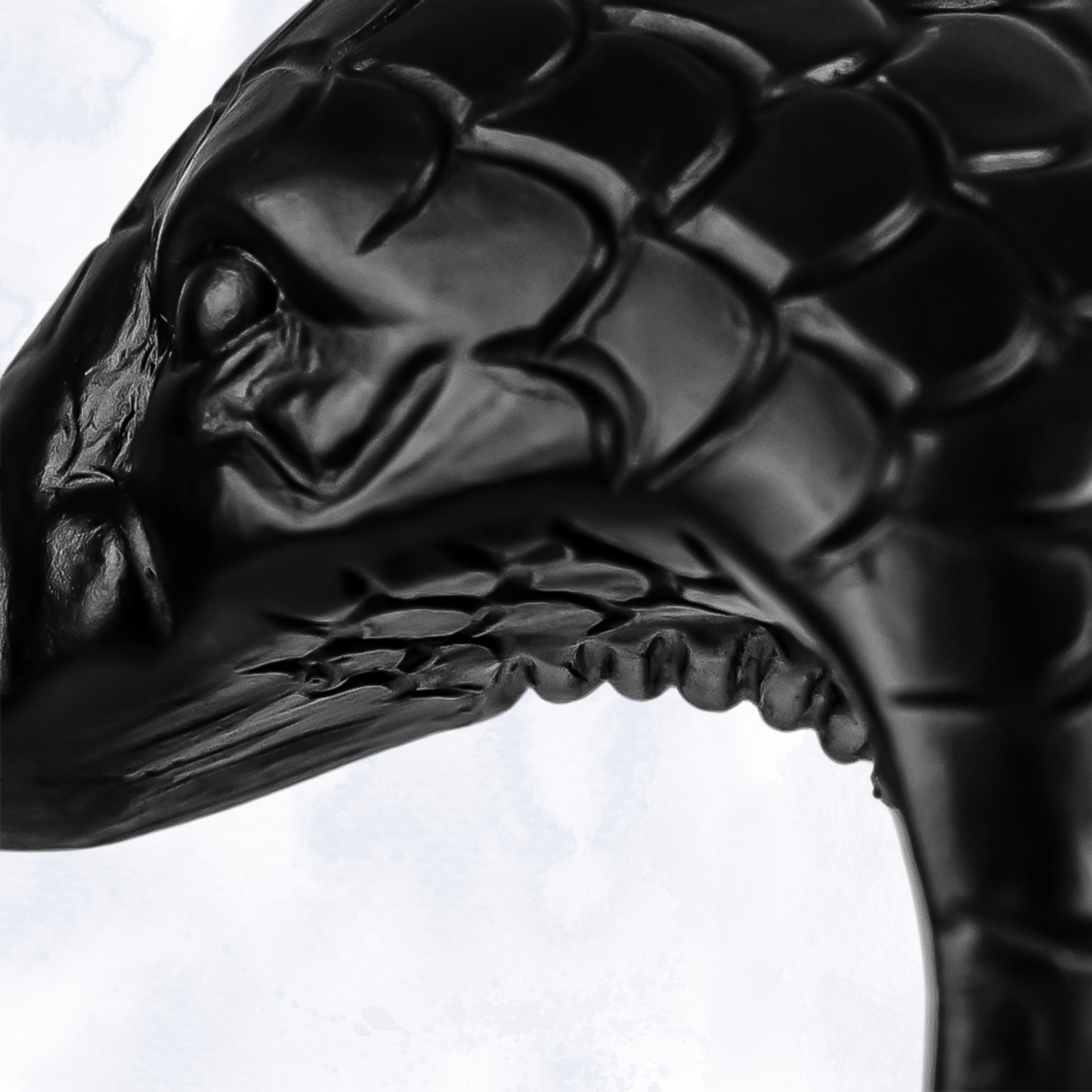 Close-up of black snake candle with detailed scales – snake decor, gothic candles, horror gifts