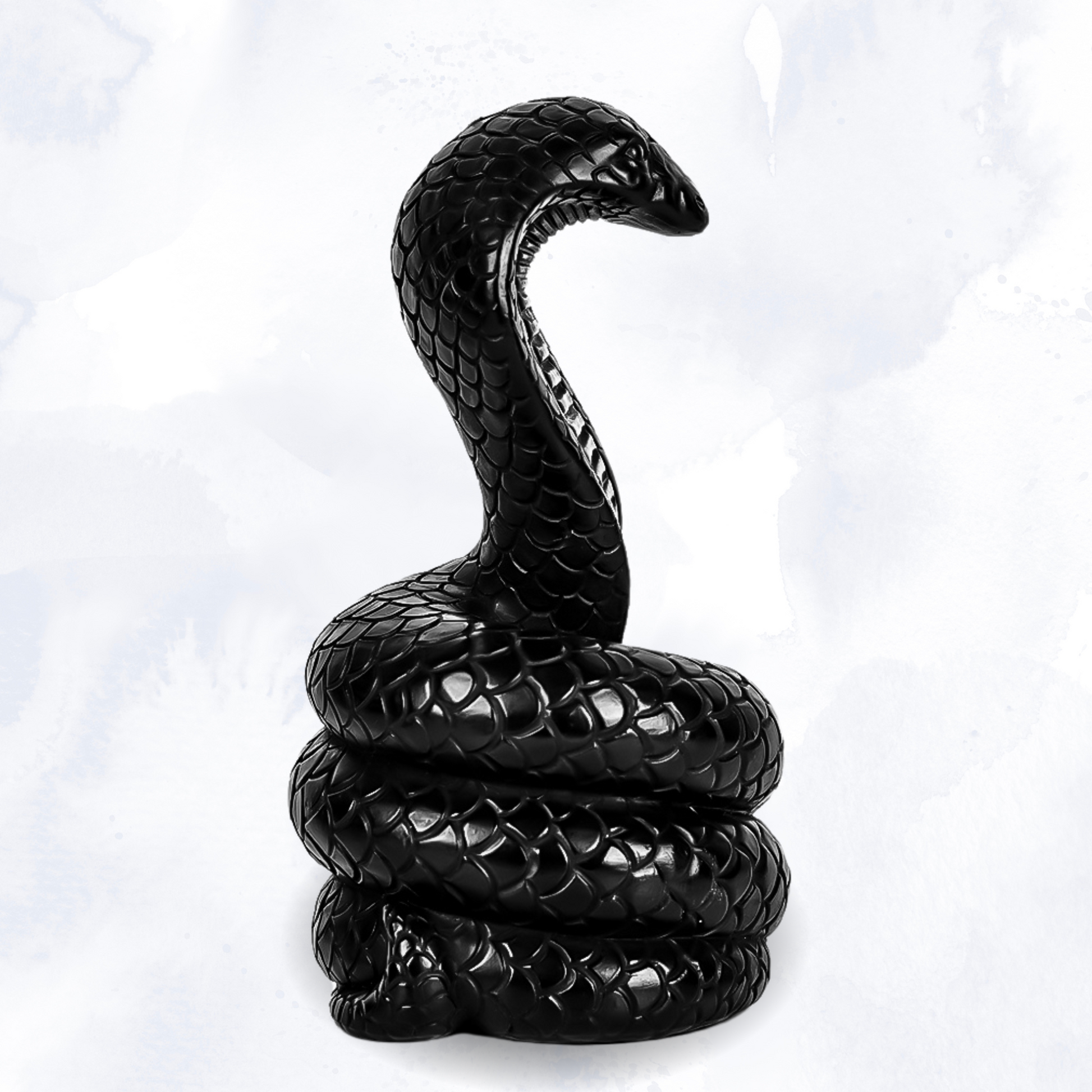 Sculpted cobra candle in black wax – snake figurine, gothic decor, snake candle