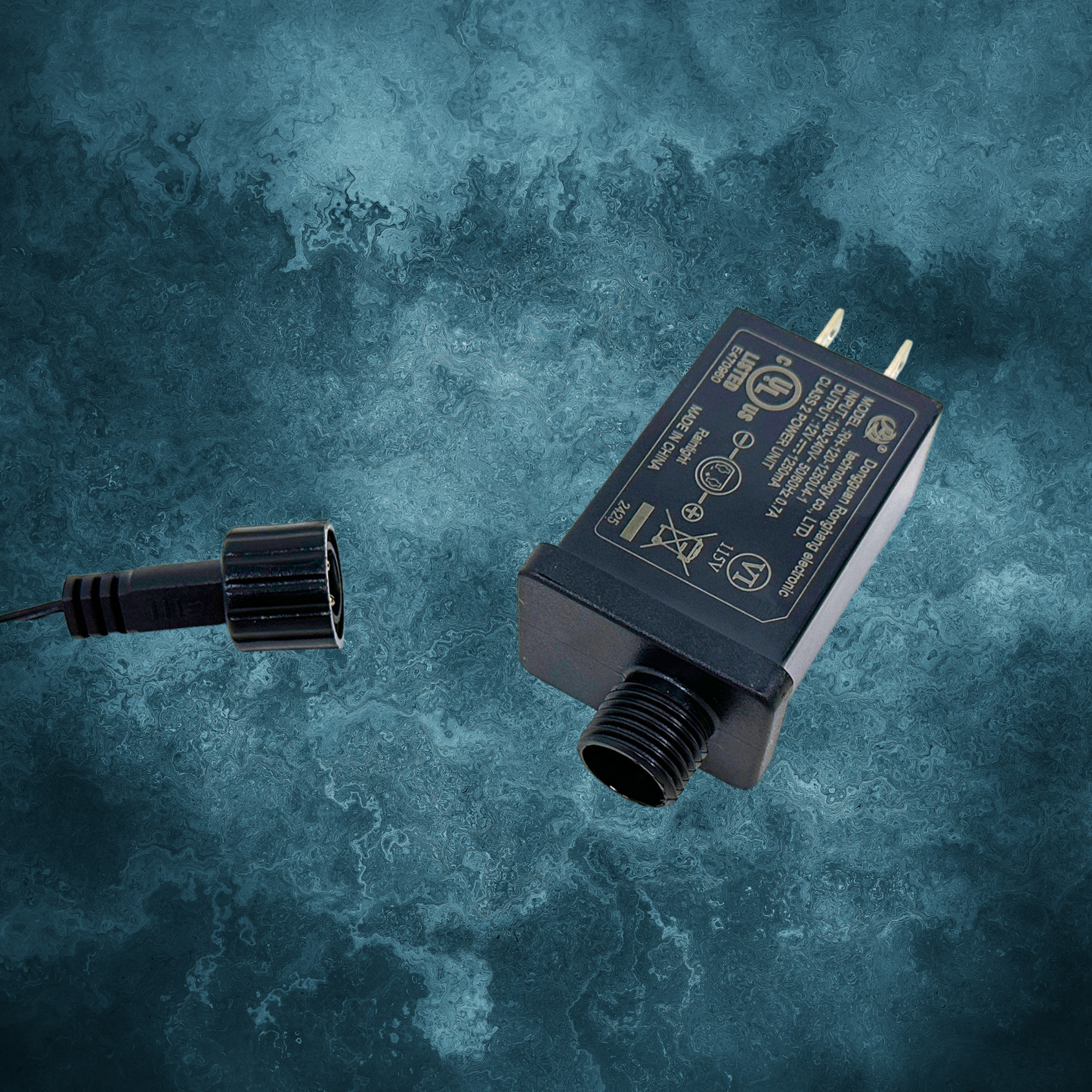 Power cord and plug of Mystic Moon Jack Halloween inflatable, shown detached for easy setup