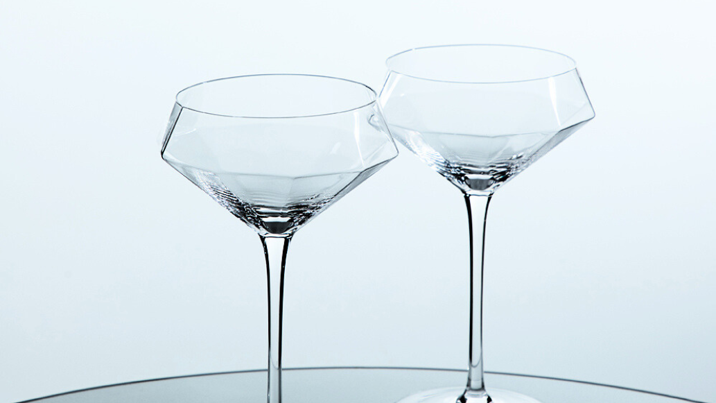 Load video: Gold Rim Diamond Martini Glasses Set of 2 Video Overview
