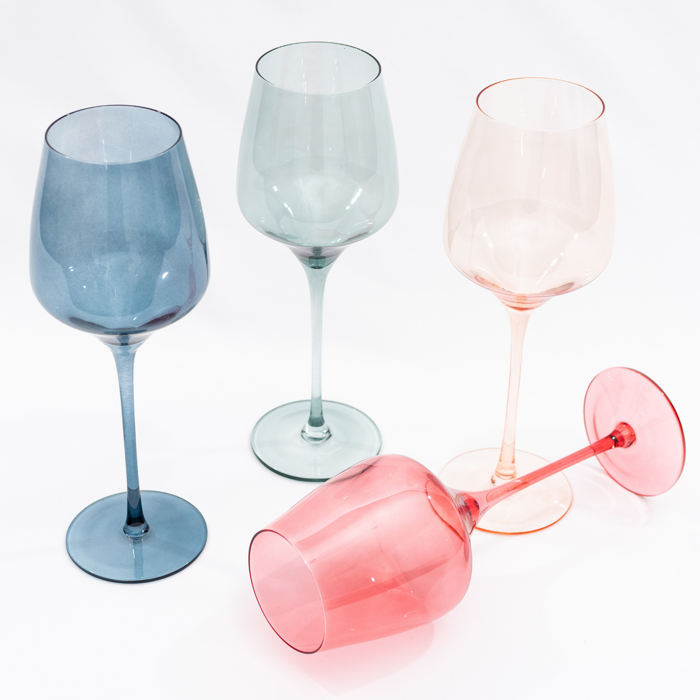 Vibrant set of wine glasses in assorted colors, perfect for a festive occasion